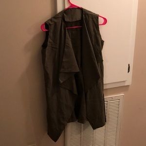 Long army green vest